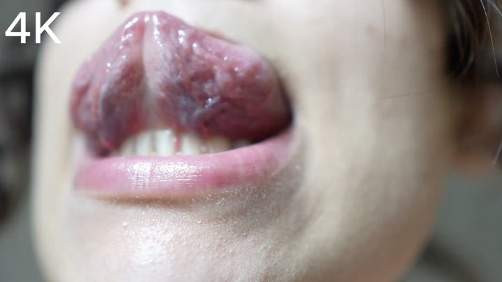 I have a mouth and tongue fetish, and I show the veins on my tongue. VIDEO 4K