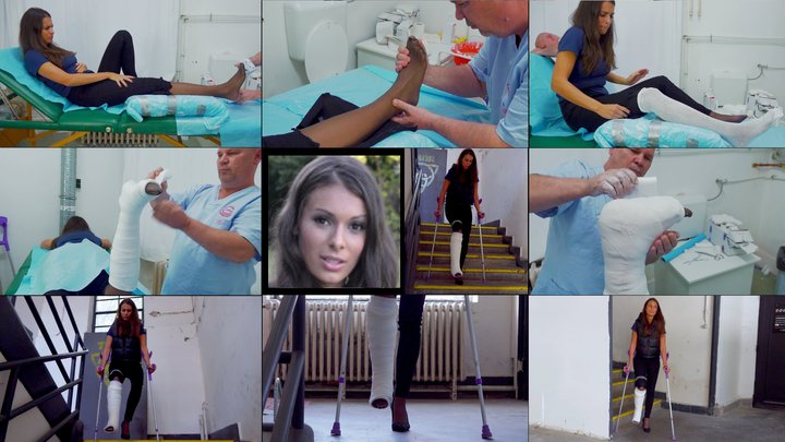 Lia Sprain, SLC App and Crutch Down Stairs (in HD 1920X1080)