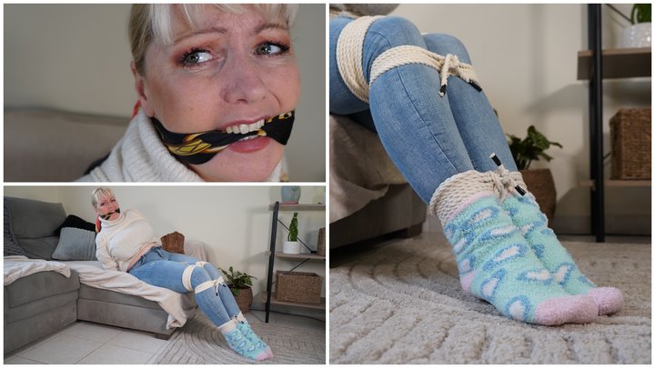 Cowgirl Detective Date Night Intruder Rope Bound and Gagged in Fluffy Socks WMV 