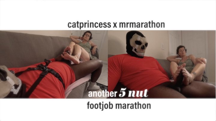 another 5 nuts back to back!! CatPrincess x MrMarathon, sexy size 9 milf feet on
