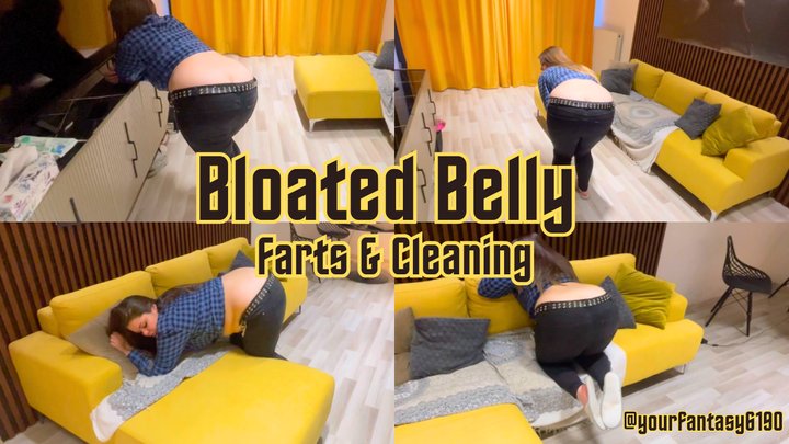 Bloated And Nasty! Yourfantasy6190 Farts As She Cleans Her Living Room!