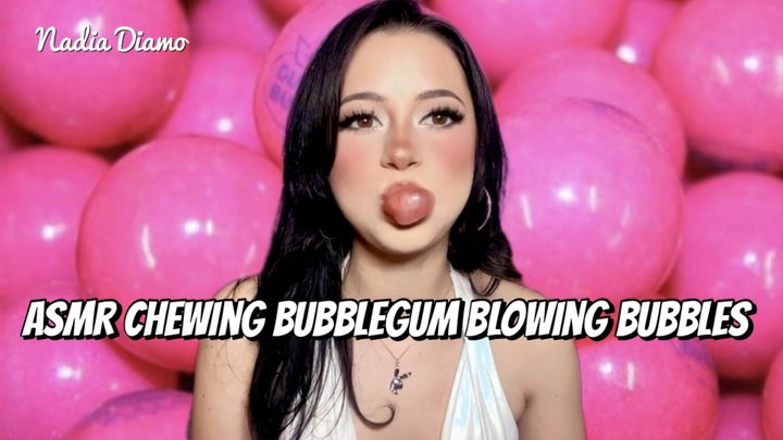 Chewing Bubblegum ASMR Sounds Blowing Bubbles