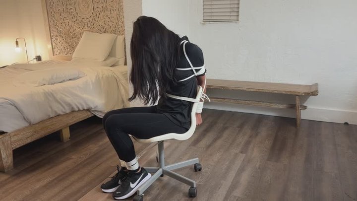 MarleneBound Chair Tied and Ballgagged in Nike Sneakers