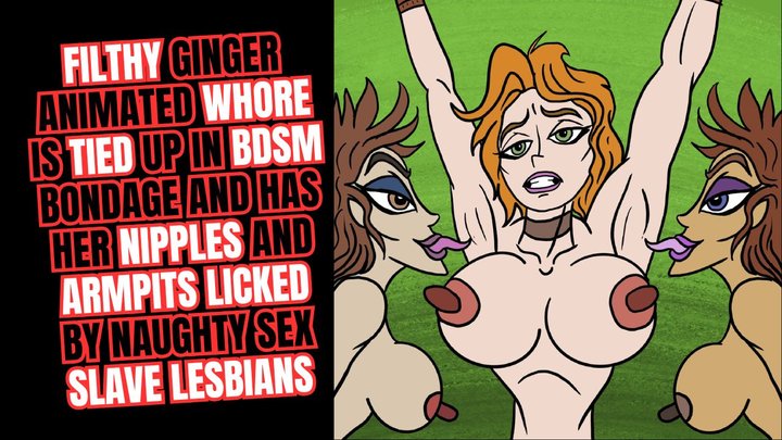 Filthy ginger animated whore with huge boobs is tied up in BDSM bondage and has 