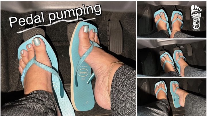 Juliette RJ – Pedal Pumping in New Tiffany Blue Havaianas - PUMPING - BBW LEGS -