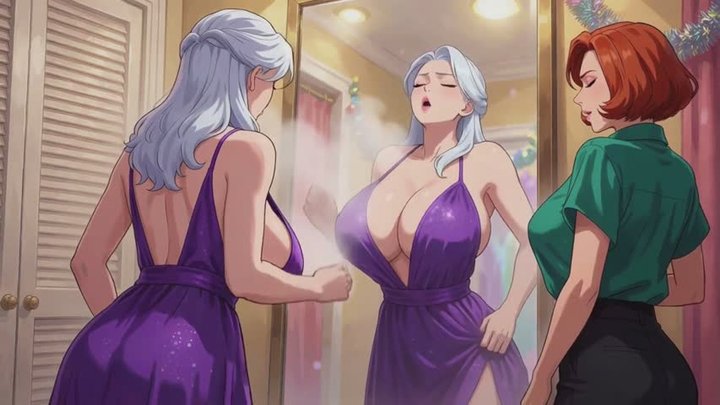 Big Tits Stories #1B: Purple Disco Dress Sneezing Spree in the Fitting Room (Ani