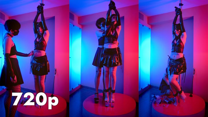 Umi: Little Latina tied up to a pole tickling and spanking bondage sensory depri