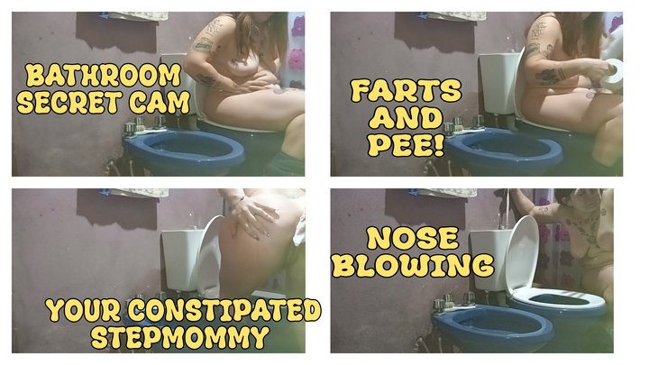 YOUR CONSTIPATED STEPMOMMY AND YOUR SECRET CAM IN THE BATHROOM