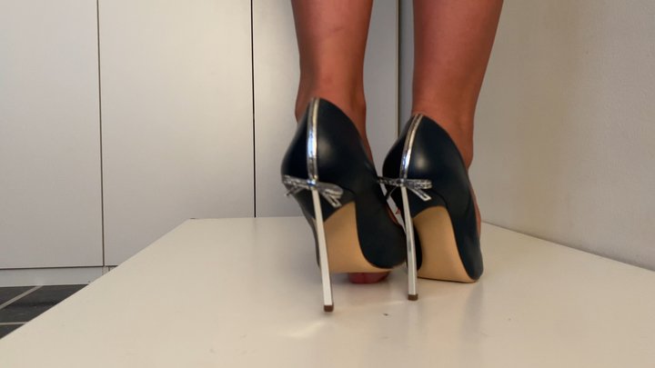 Lady Latisha - Casadei Blade Dark Blue Leather Stilettos - Cock Trampling CBT Sh