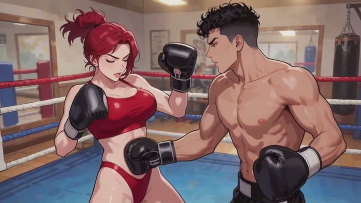 Mixed Boxing Stories #16B: Bikini Mixfight Surrender (Animated)