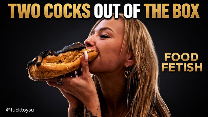 Messy Whipped Cream Eclairs & Double Dildo Licking