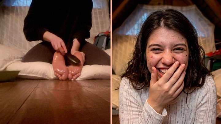 Foot Tickling on Argentine Girl - Shoes, Socks, Barefoot with Hands, Feather, Oi