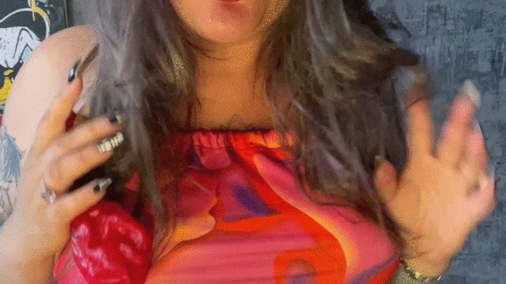 girl in dress blowtopop pink balloons with saliva