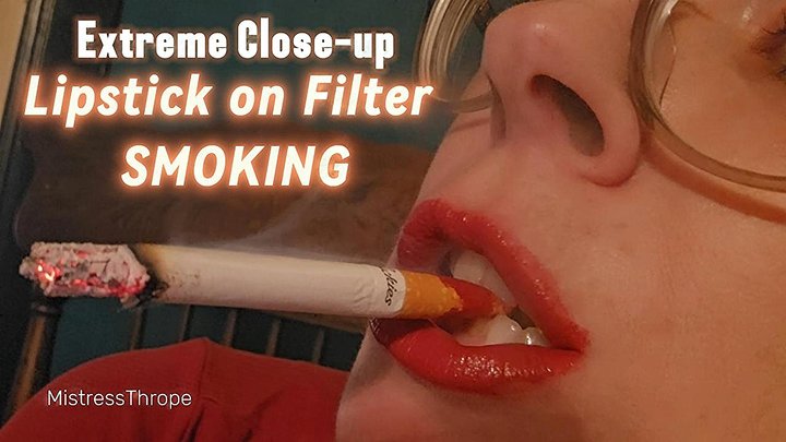 Extreme Close-up Lipstick on Filter Smoking HD