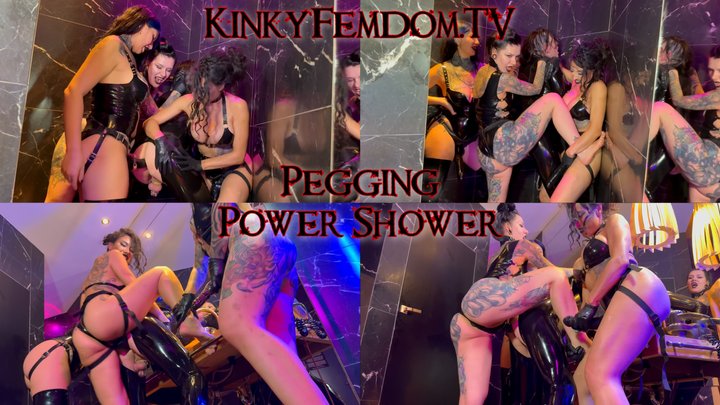 Strap-On Pegging in the Shower 4K ft Latex Goddess Tangent Empress Ming Demoness