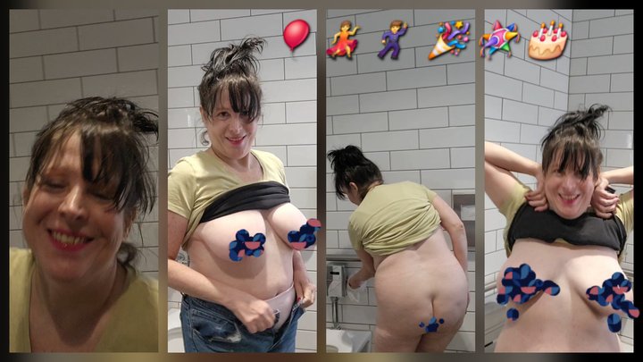 BIG BIRTHDAY PARTY CELEBRATION IN THE RESTROOM PEEING SPITTING SINGING LAUGHING