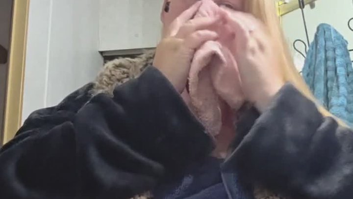 Honking nose blowing while in my robe