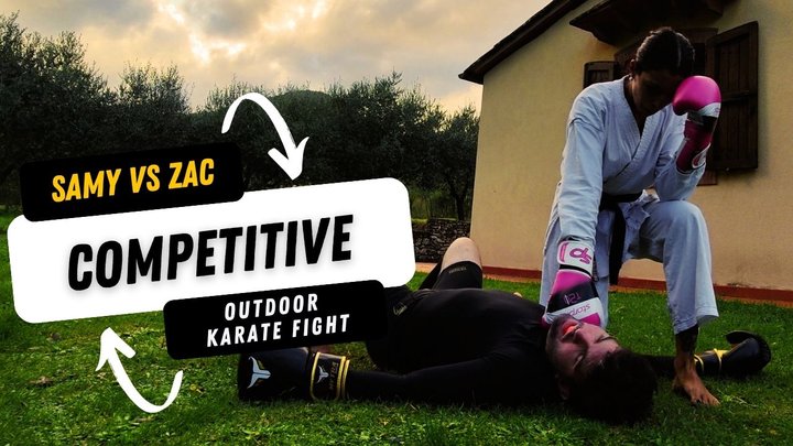 Samy VS Zac competitive outdoor karate fight