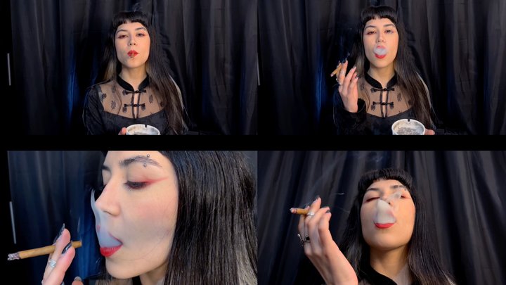 Enjoying a delicious small cigar.