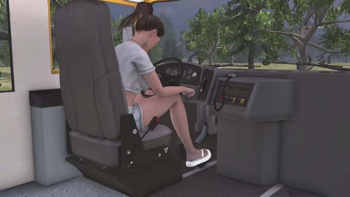 School Bus Cranking Template - Yasmine in Flatform Flip Flops 1080p