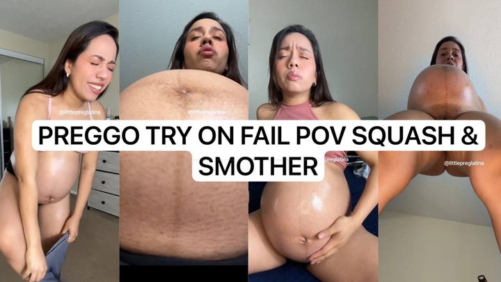 Pregnant Try-On Fail | POV Squash & Smother | Oiled Belly Bulge | About to Pop
