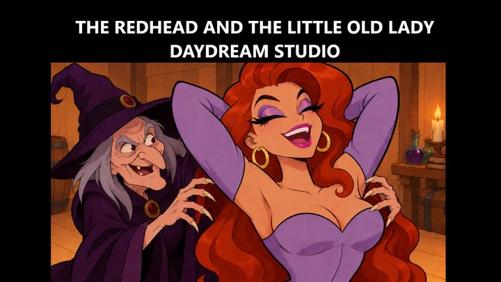 redhead and little oldlady