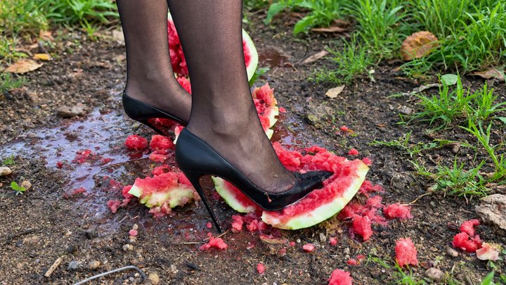Wet Squishing Inside My High Heels! The Watermelon Couldn't Survive My Louboutin
