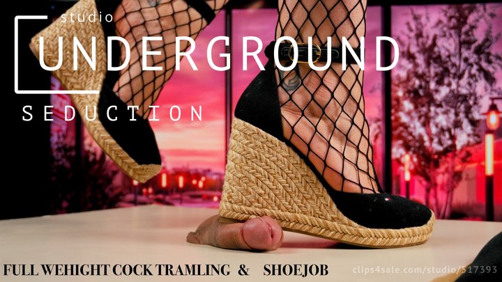 Dressed to Crush: Full Weight Trampling, CBT, Shoejob & Cum play in Wedges by Ro