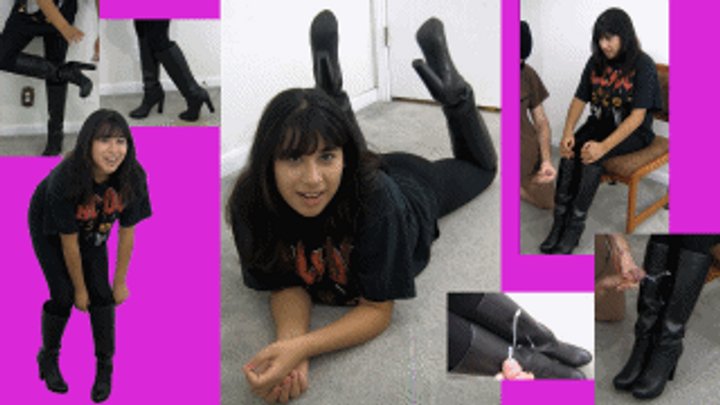 eRica's shiny black boots need cum so they can be polished!