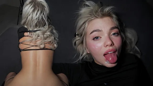 Blonde Submissive Takes Facial from Behind