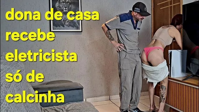 Maintenance Worker Teased by Housewife in Panties