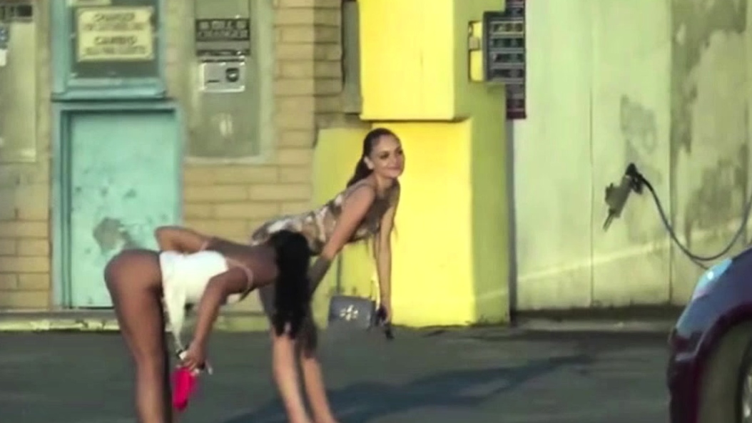 Sexy Street Hookers Show Pussy in Public Parking Lot