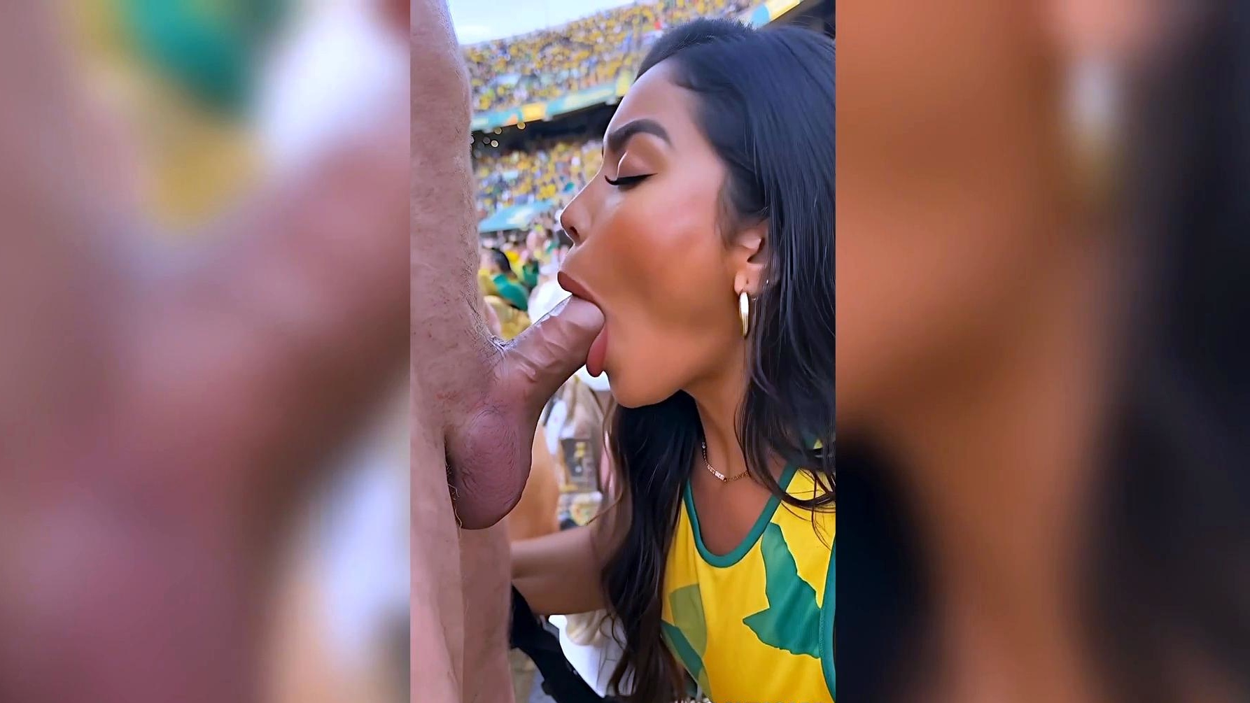Brazil Girls Pound Scottish Guys In Stadium Seats
