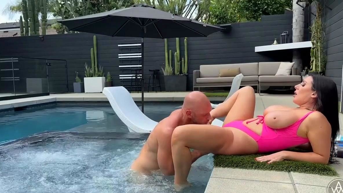 Angela White A Beauty Seductively Enjoys Poolside Fun With
