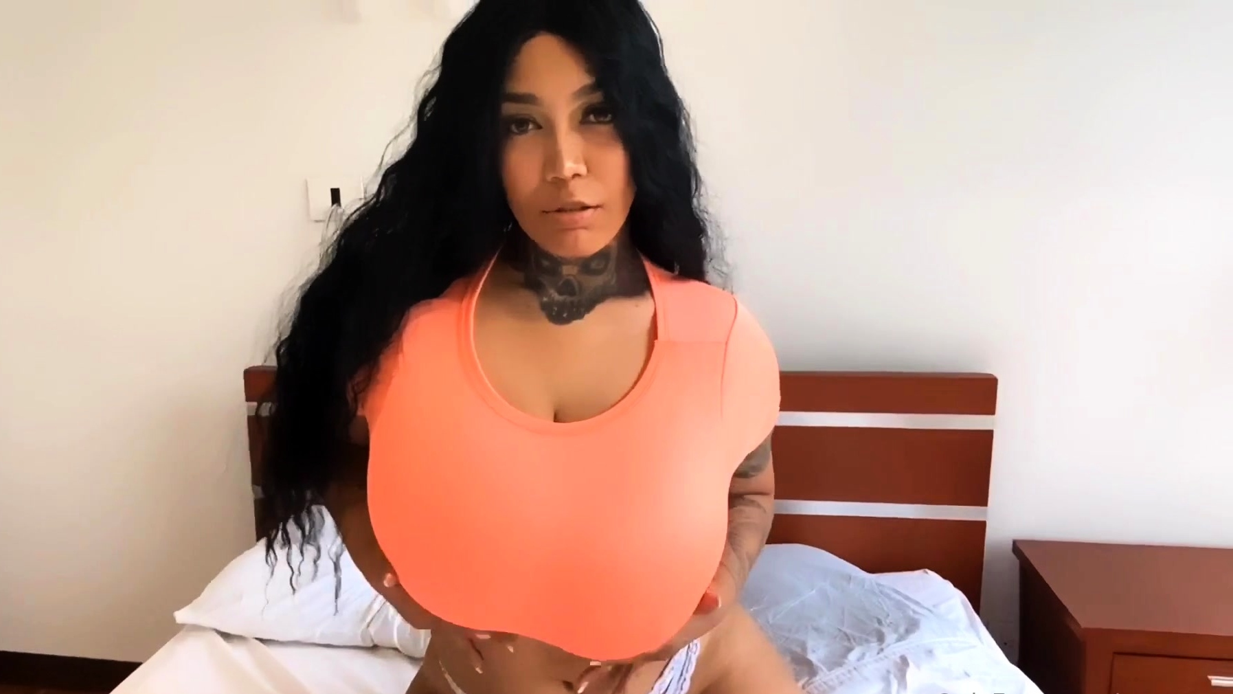 Busty brunette solo masturbation