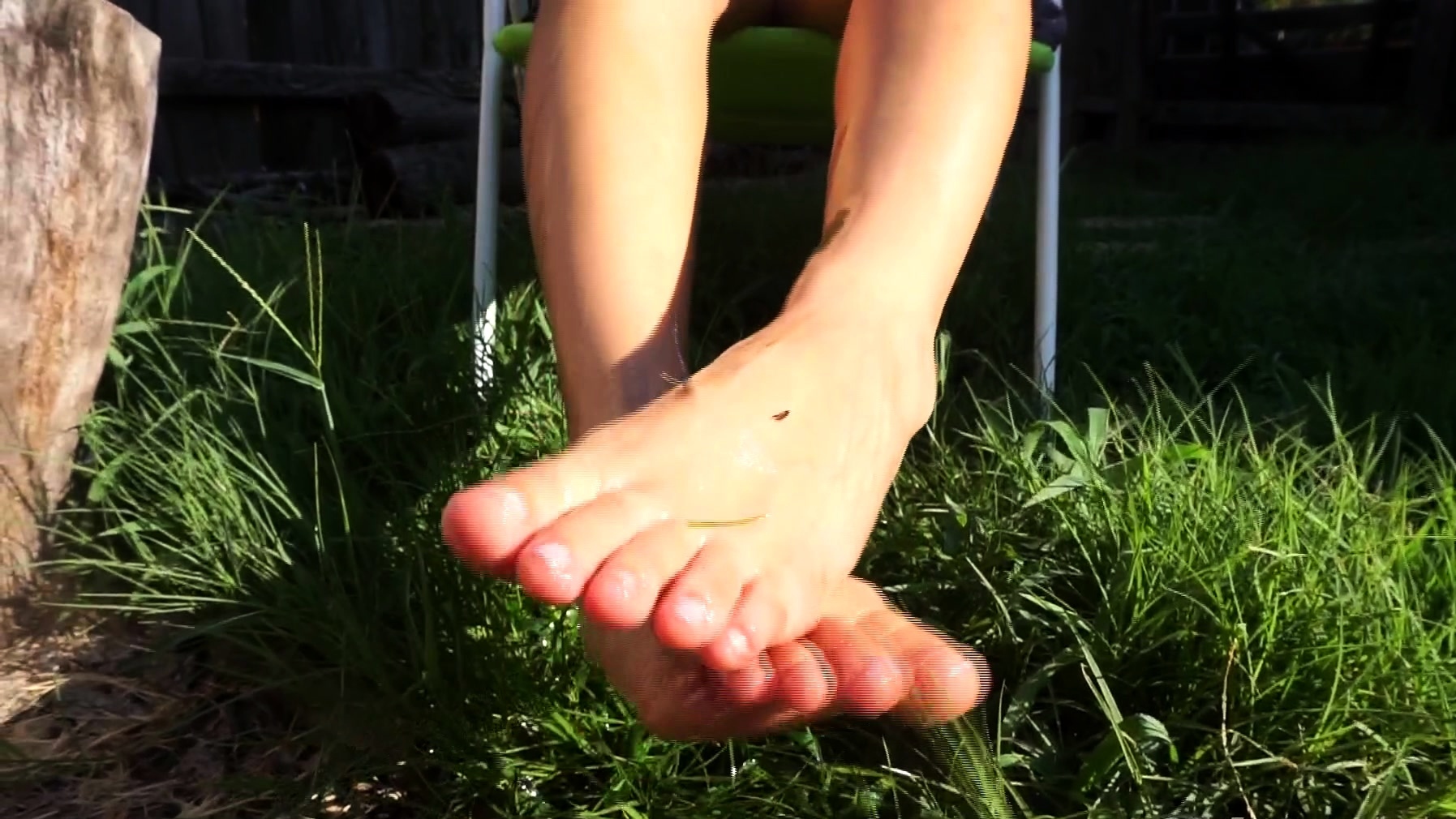Foot fetish rimming for blonde outdoors