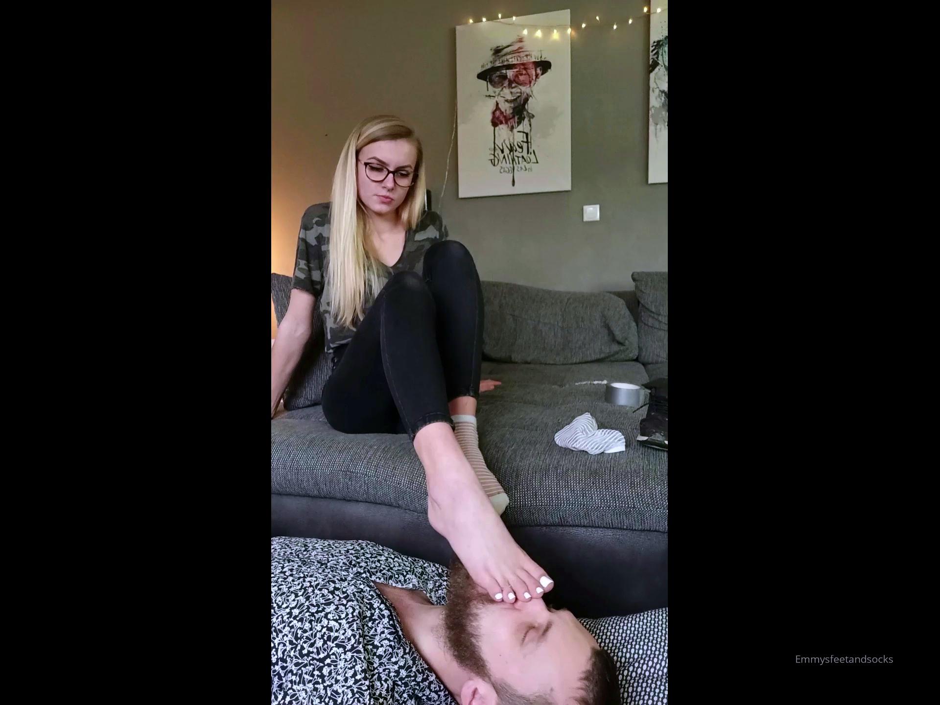 Blonde in stockings foot fetish and pussy pounding
