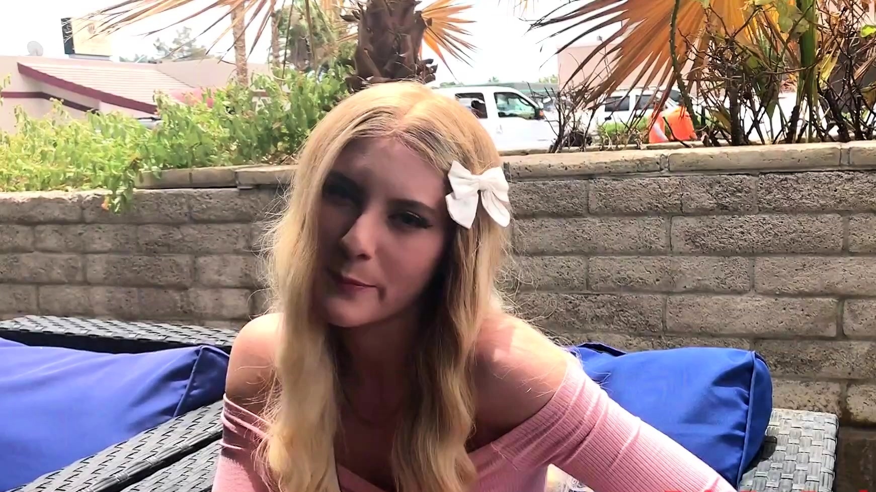 Sexy blonde chick solo masturbation with dildo