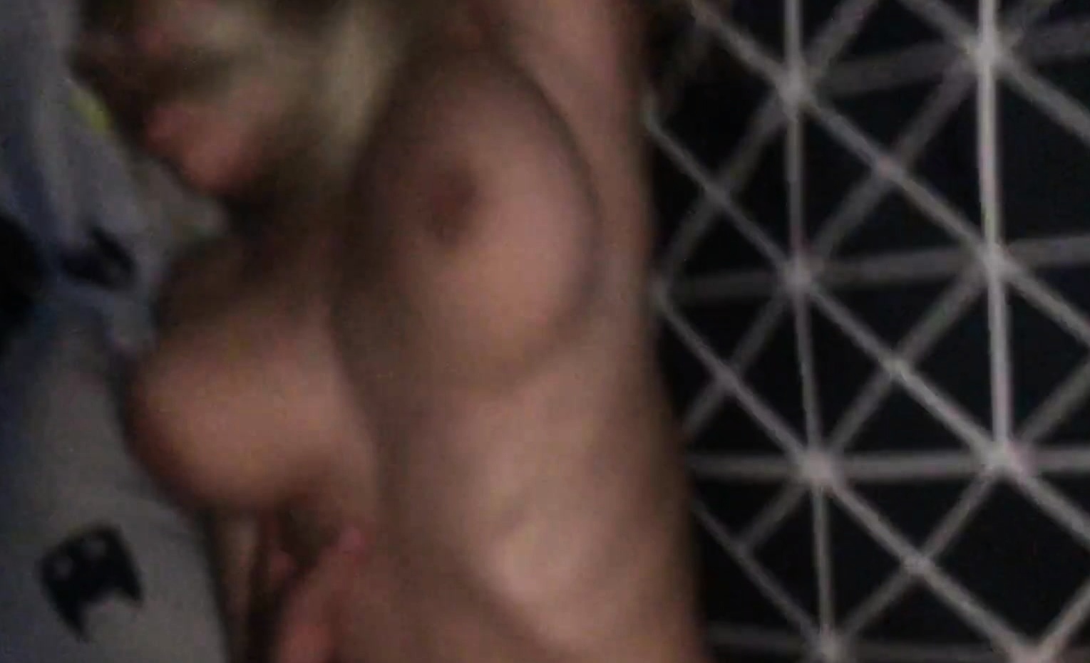 Blonde with big boobs fucked from behind before tit wanking