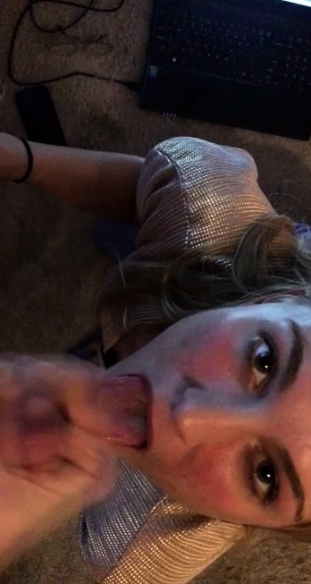 Erotic amateur girl giving blowjob and titjob in POV