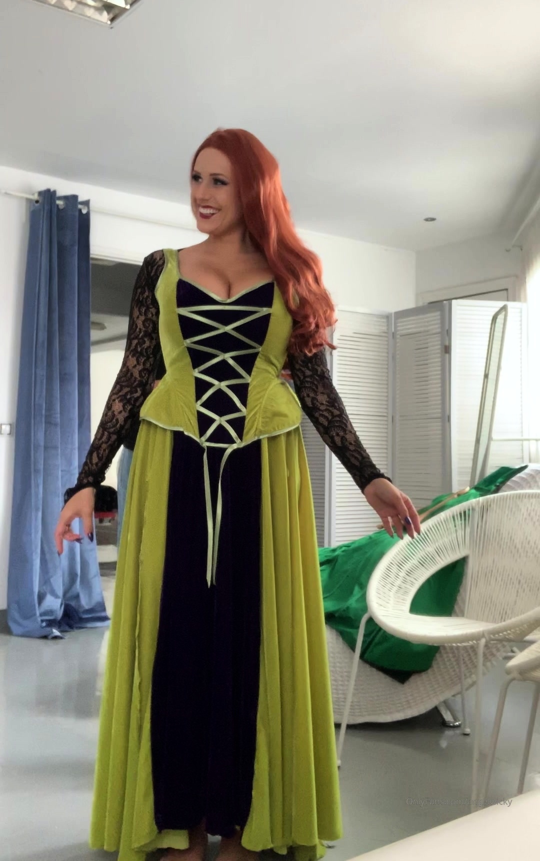 Pierced redhead babe Alex with glasses masturbates