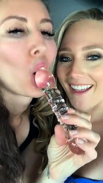 Cute brunette and blonde lesbians fingering and toying pussy