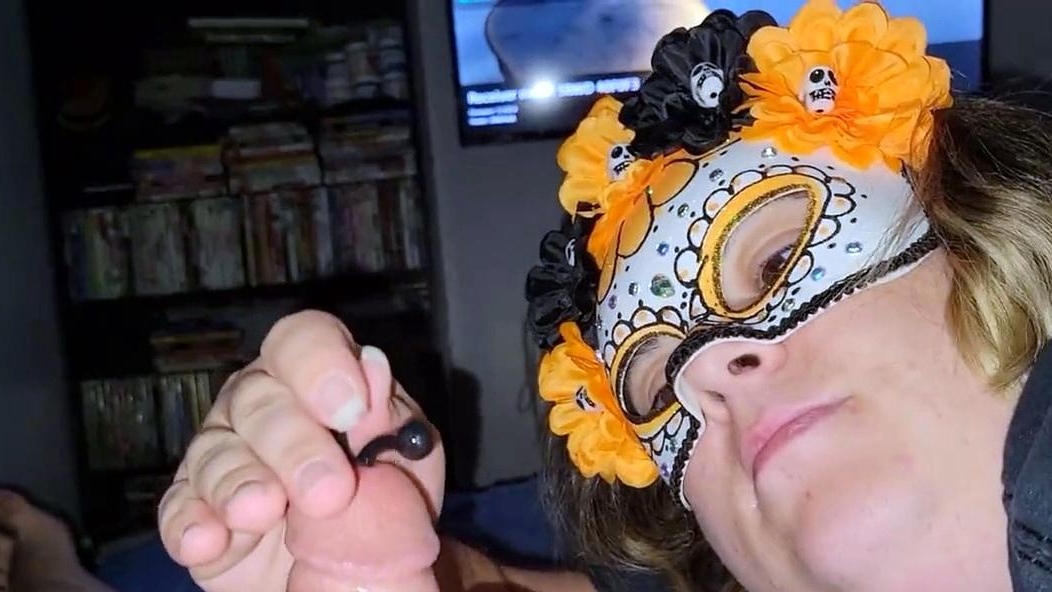 Blonde BBW Sounds Her Cock While Giving a Blowjob