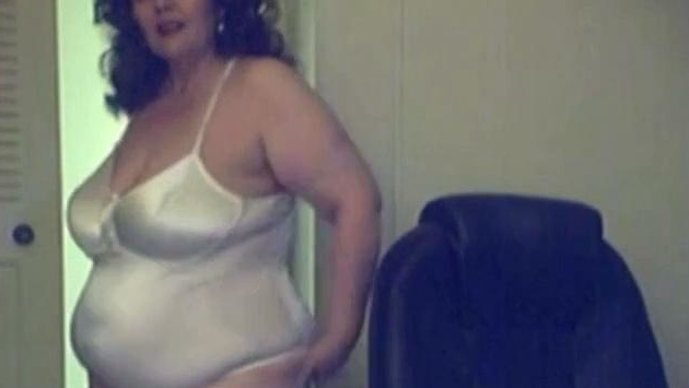 Big-Titted BBW Granny on Webcam in Satin Body Suit