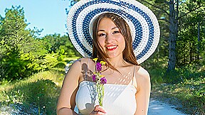 Busty Forest Nymph Pleasures Herself by the Road! Natural Curves & Breathtaking 