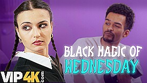 DADDY4K. FUCKING SLUT dressed as WEDNESDAY is masturbating to get DADDY'S BIG BL