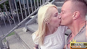 Public blonde babe gets pussypounded