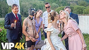BRIDE4K. Sexy bride with natural tits is having a kinky sex with a groom dressed