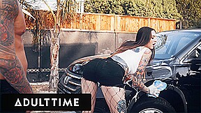 ADULT TIME - Bored Rocky Emerson TEASES Classmate While Washing Car Gets Her SOA