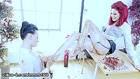 Eva May & Mai Bailey Two busty babes in food porn lesbian scene - MMM100